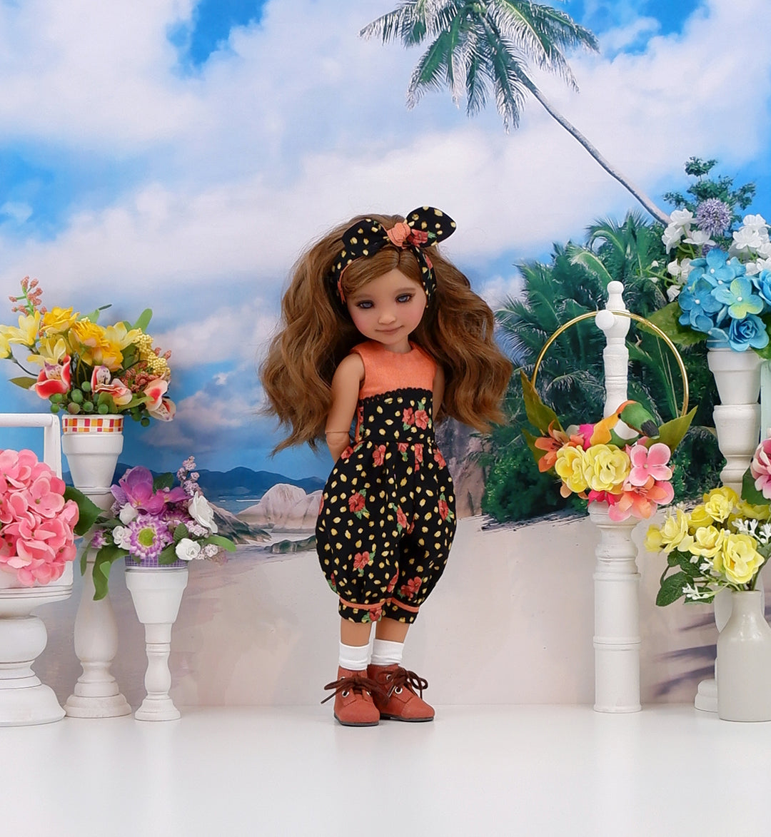 Asian Hibiscus - romper with boots for Ruby Red Fashion Friends doll