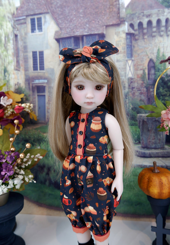 Autumn Baked Goods - romper with boots for Ruby Red Fashion Friends doll