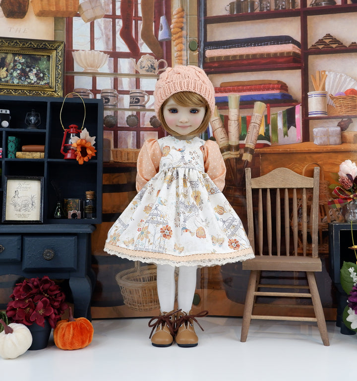Autumn Birdcage - dress with boots for Ruby Red Fashion Friends doll