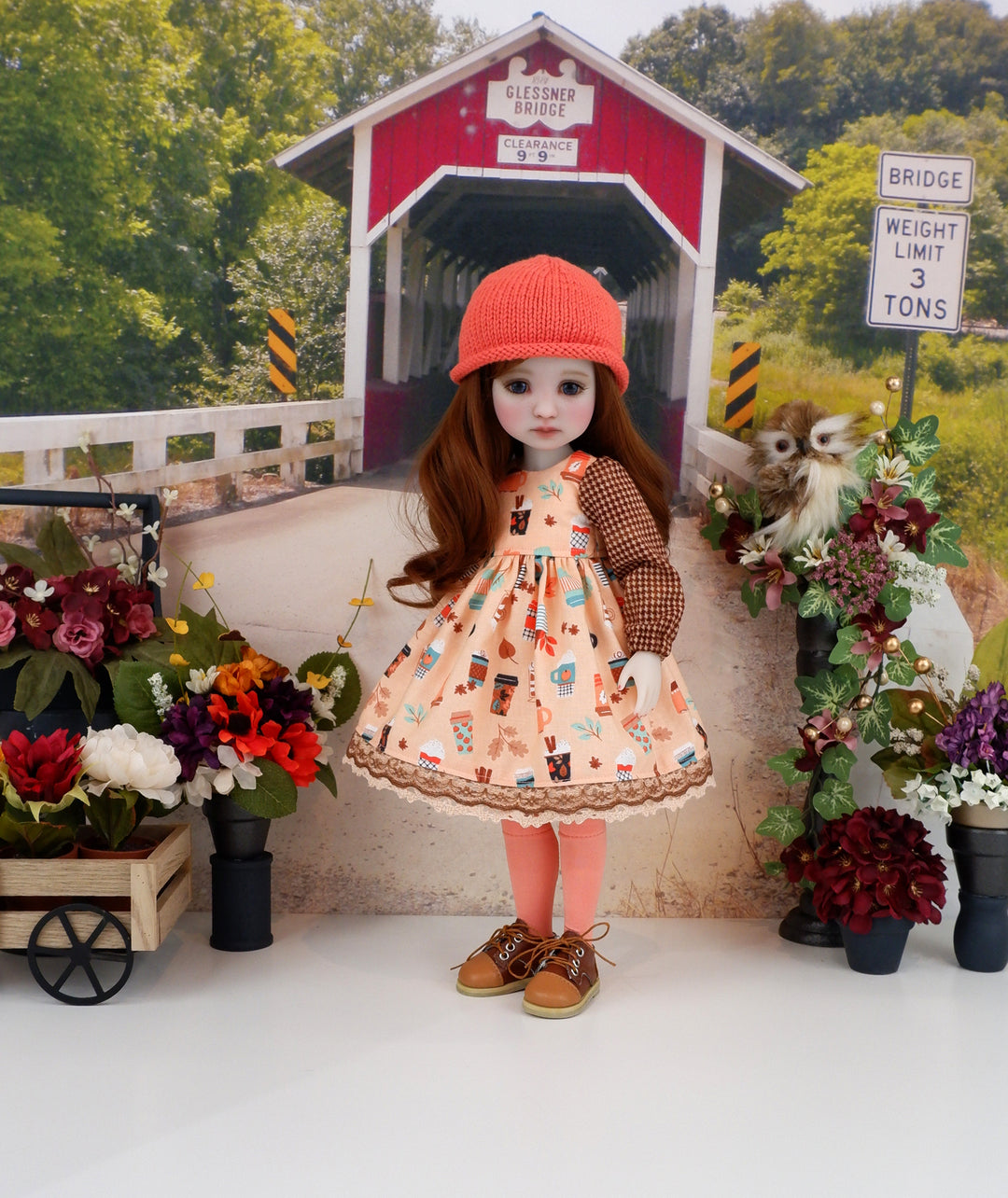 Autumn Chai - dress ensemble with oxford shoes for Ruby Red Fashion Friends doll