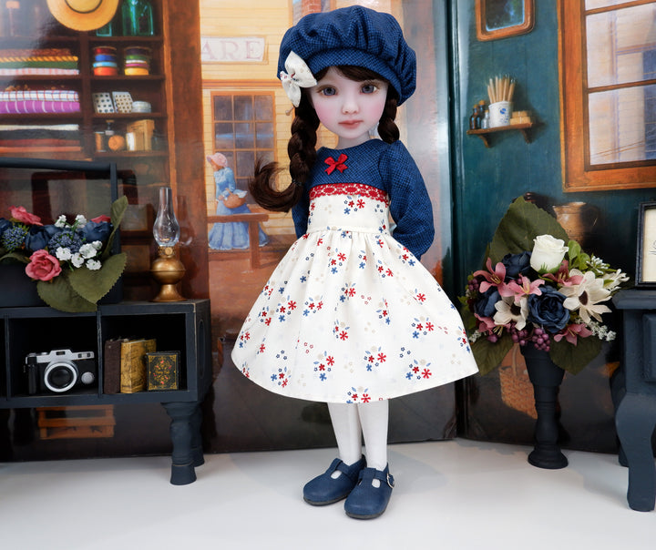 Autumn Flower Toss - dress with shoes for Ruby Red Fashion Friends doll