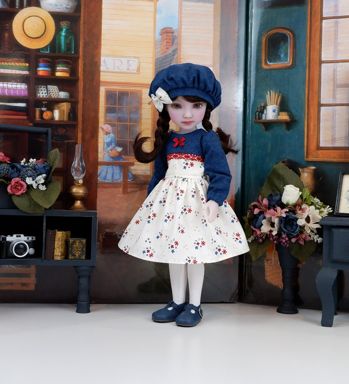 Autumn Flower Toss - dress with shoes for Ruby Red Fashion Friends doll