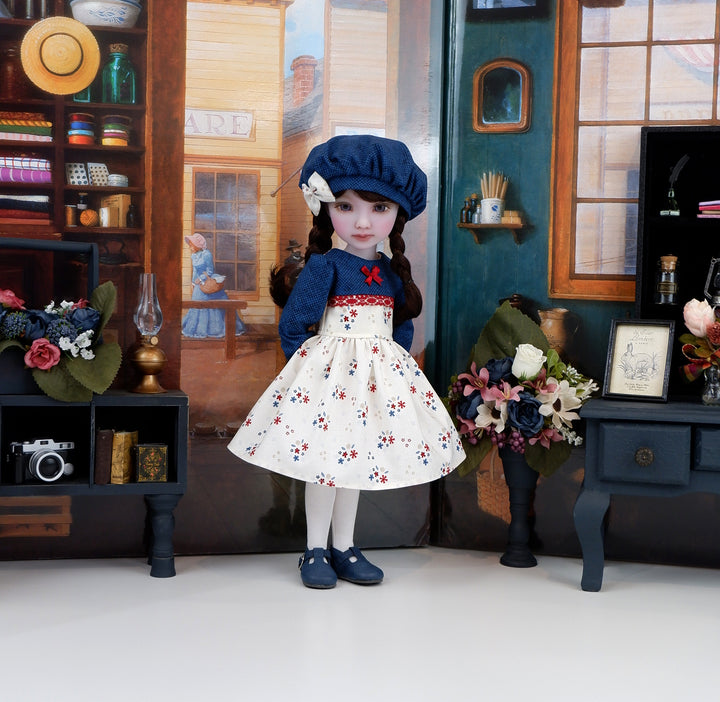 Autumn Flower Toss - dress with shoes for Ruby Red Fashion Friends doll