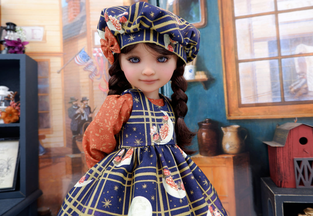 Autumn Moon - dress &amp; pinafore with boots for Ruby Red Fashion Friends doll