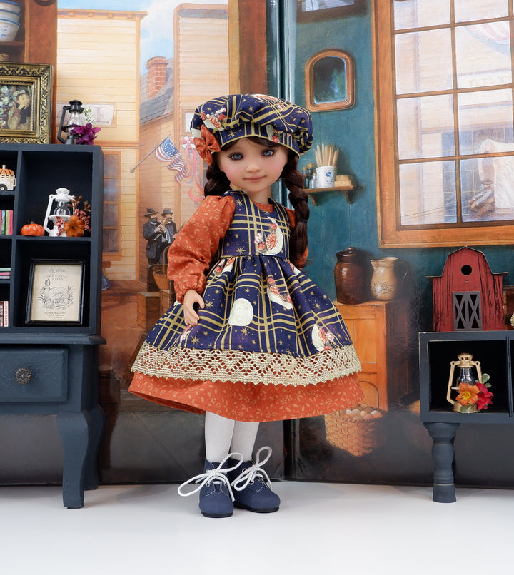 Autumn Moon - dress &amp; pinafore with boots for Ruby Red Fashion Friends doll