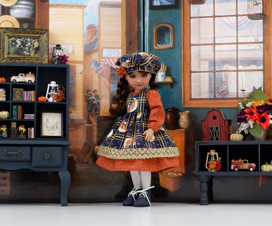 Autumn Moon - dress &amp; pinafore with boots for Ruby Red Fashion Friends doll