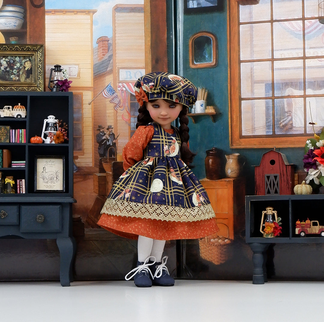 Autumn Moon - dress &amp; pinafore with boots for Ruby Red Fashion Friends doll