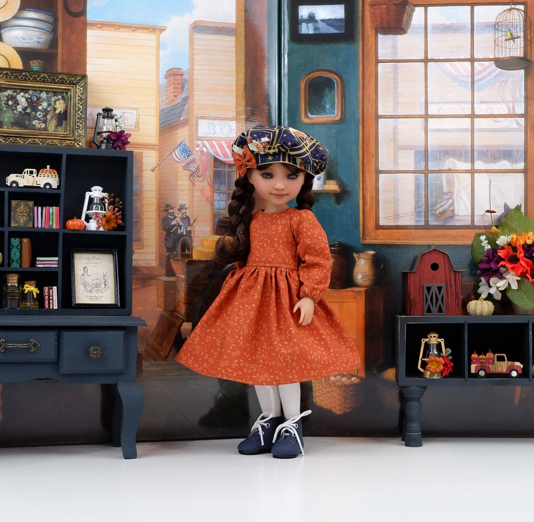 Autumn Moon - dress &amp; pinafore with boots for Ruby Red Fashion Friends doll