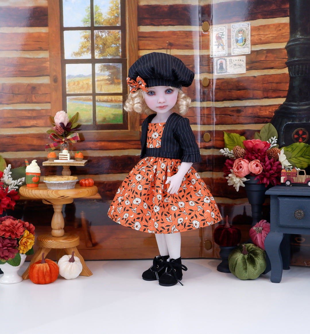 Autumn Moonflower - dress & jacket with boots for Ruby Red Fashion Friends doll