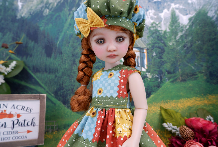 Autumn Patchwork - dress with boots for Ruby Red Fashion Friends doll