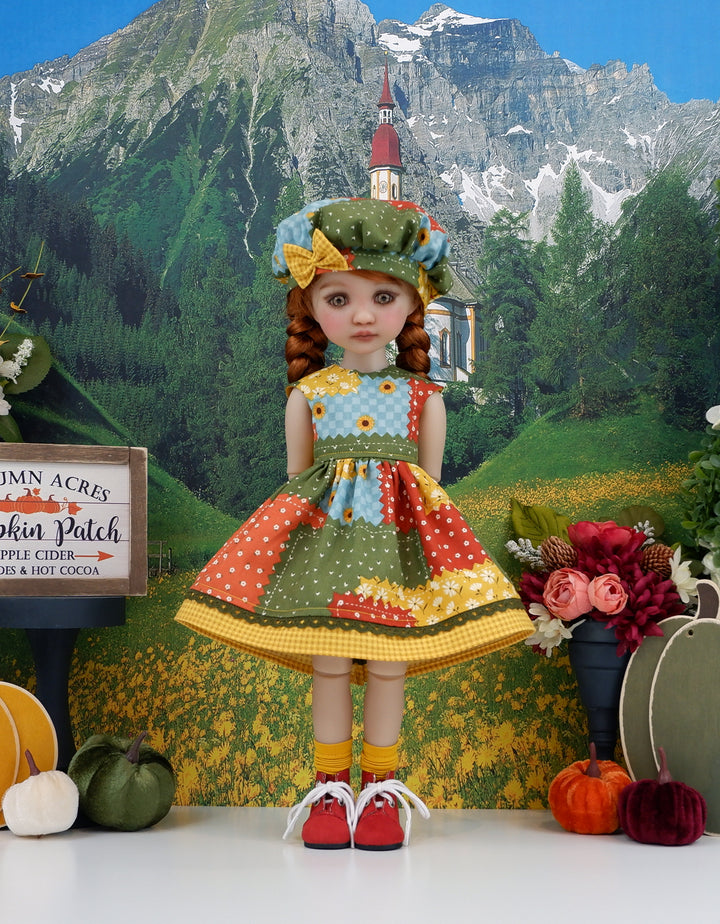 Autumn Patchwork - dress with boots for Ruby Red Fashion Friends doll