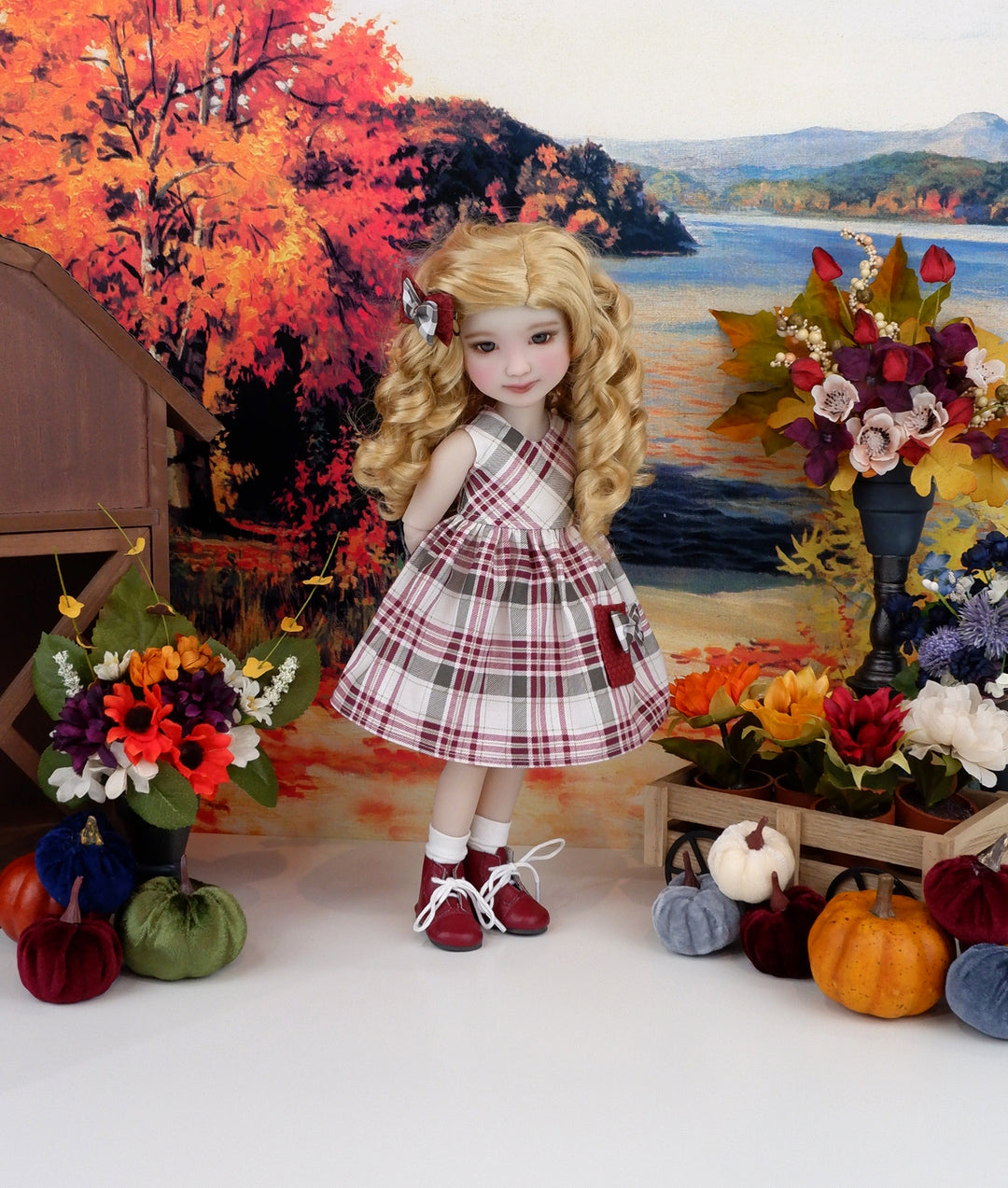 Autumn Plaid - dress with boots for Ruby Red Fashion Friends doll