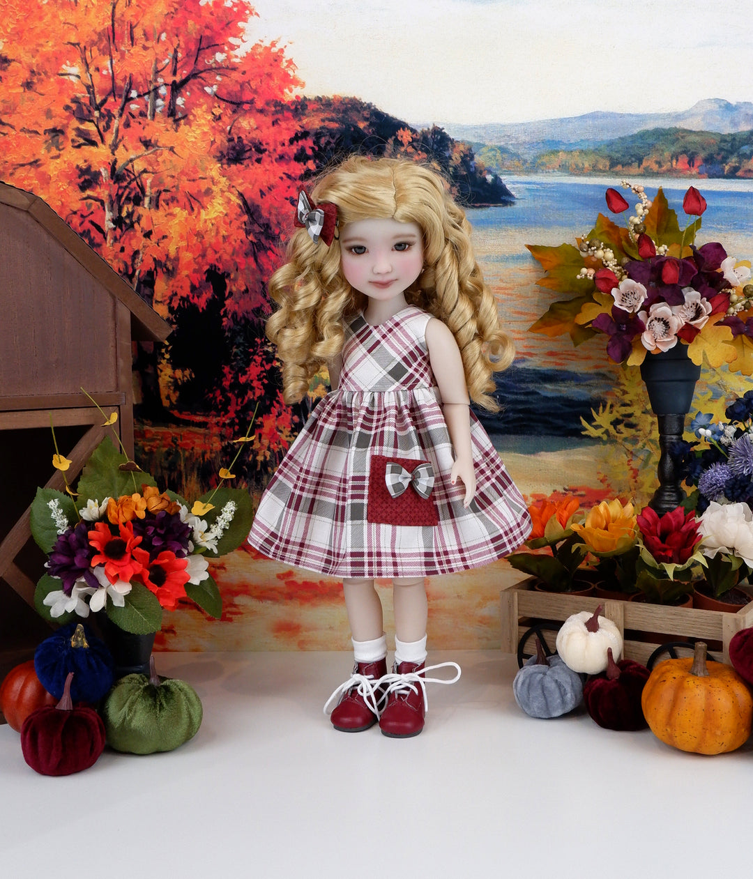 Autumn Plaid - dress with boots for Ruby Red Fashion Friends doll