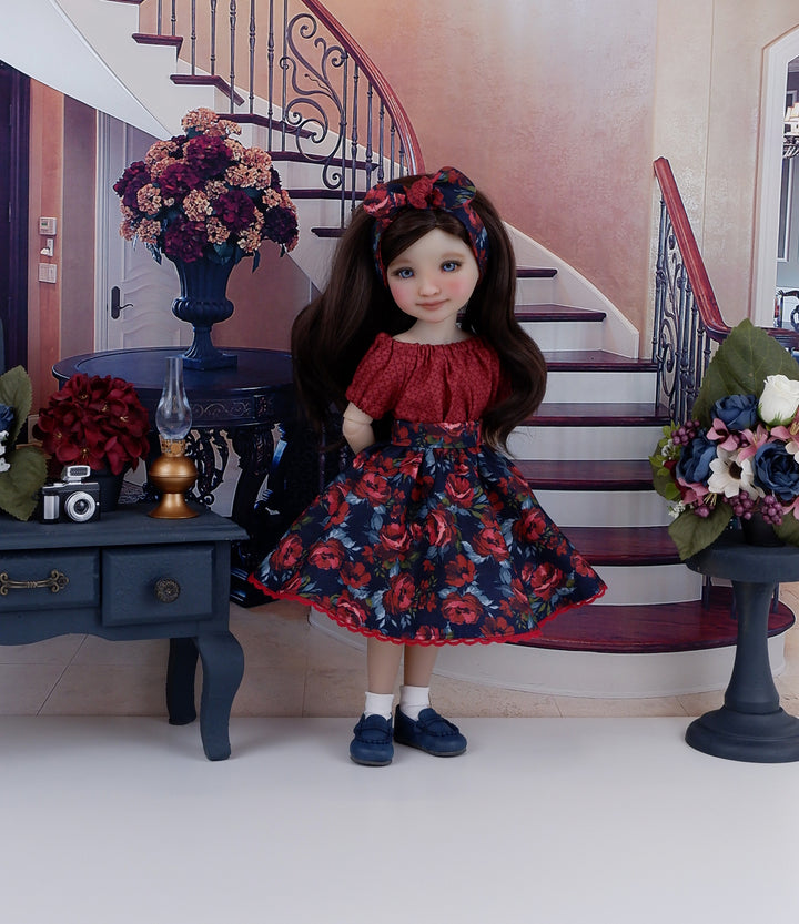 Autumn Rose - blouse & skirt with loafers for Ruby Red Fashion Friends doll