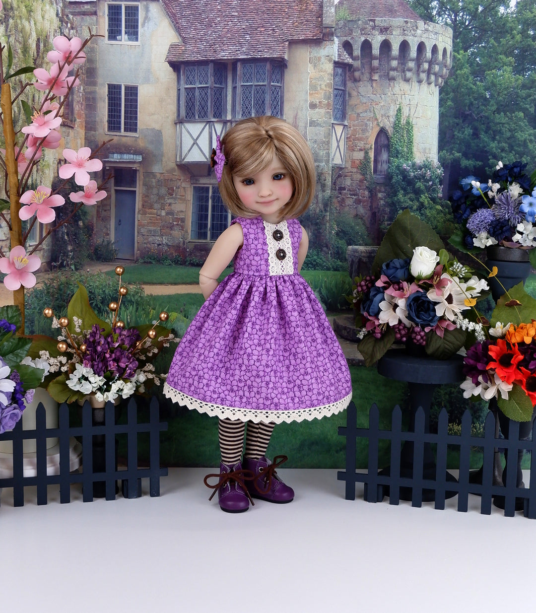 Autumn Violas - dress and sweater with boots for Ruby Red Fashion Friends doll