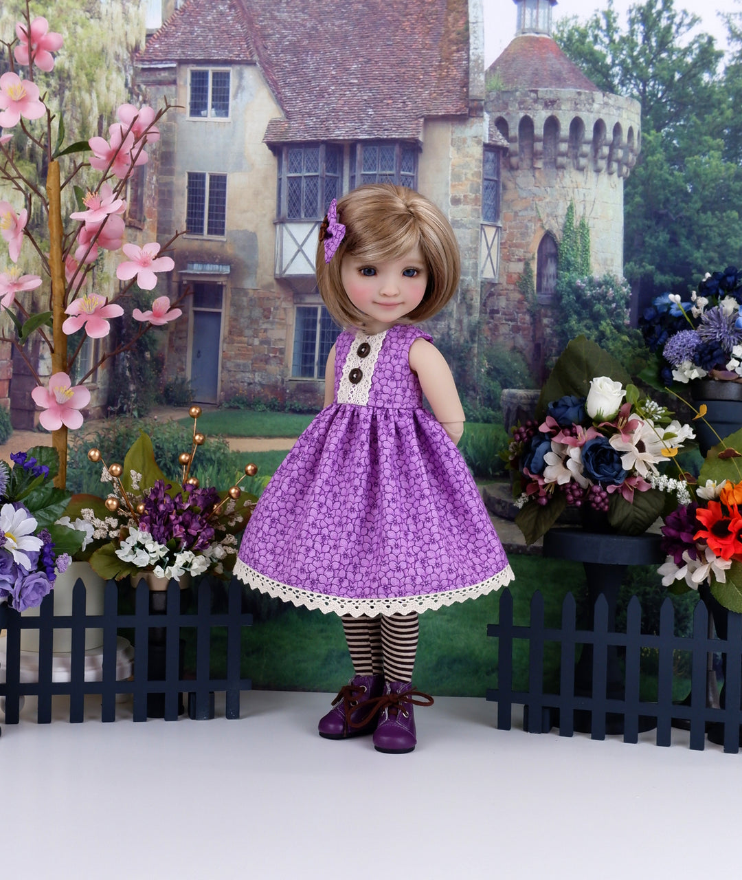 Autumn Violas - dress and sweater with boots for Ruby Red Fashion Friends doll