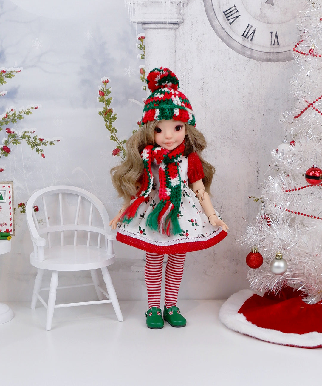 Ava Poinsettia - dress and shoes for Anderson Art Dolls