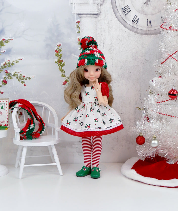 Ava Poinsettia - dress and shoes for Anderson Art Dolls