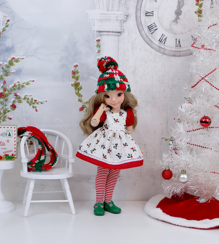 Ava Poinsettia - dress and shoes for Anderson Art Dolls