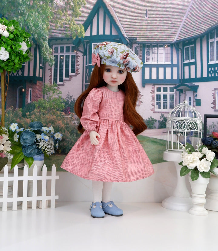 Avonlea Garden - dress & pinafore with hat and shoes for Ruby Red Fashion Friends doll