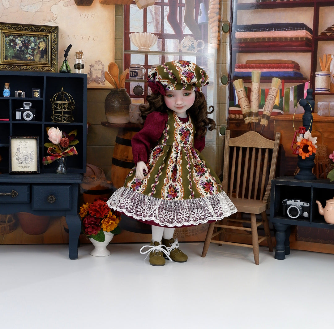 Avonlea Village - dress & pinafore with hat and boots for Ruby Red Fashion Friends doll