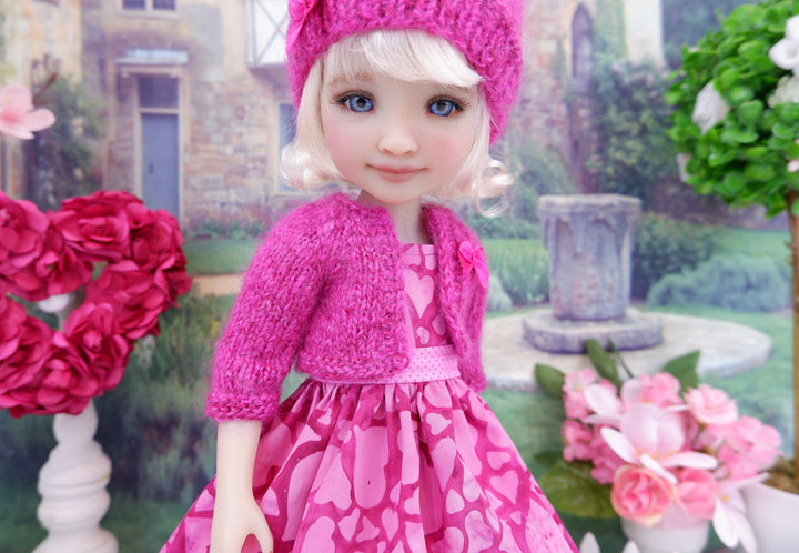 Batik Hearts - dress and sweater with shoes for Ruby Red Fashion Friends doll