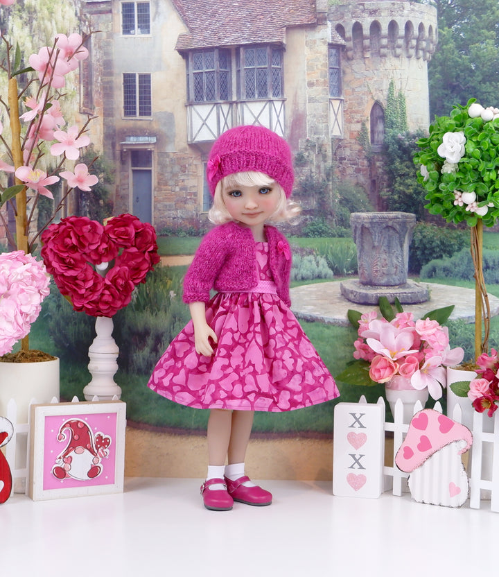 Batik Hearts - dress and sweater with shoes for Ruby Red Fashion Friends doll