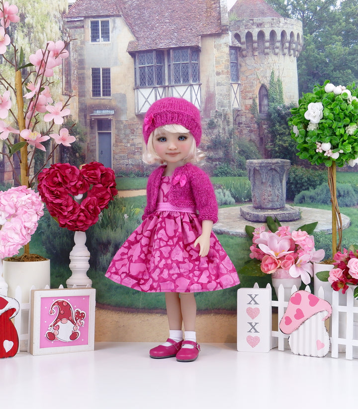 Batik Hearts - dress and sweater with shoes for Ruby Red Fashion Friends doll