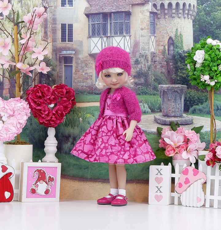 Batik Hearts - dress and sweater with shoes for Ruby Red Fashion Friends doll