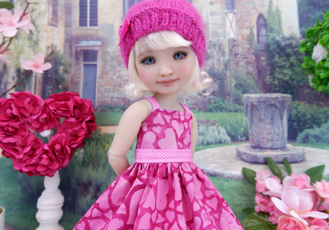 Batik Hearts - dress and sweater with shoes for Ruby Red Fashion Friends doll