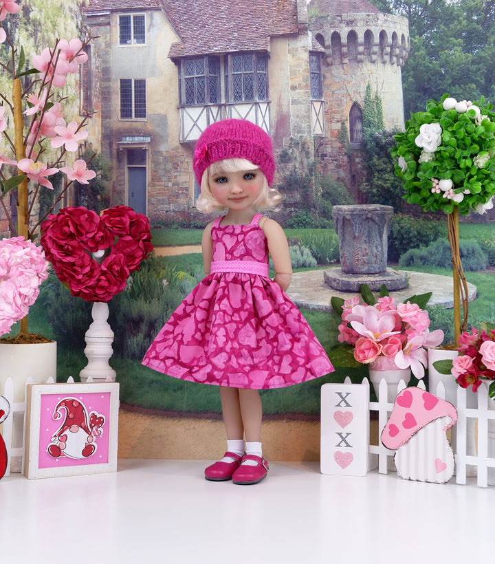 Batik Hearts - dress and sweater with shoes for Ruby Red Fashion Friends doll