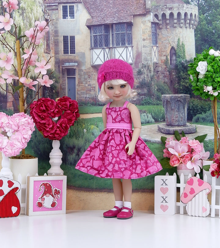 Batik Hearts - dress and sweater with shoes for Ruby Red Fashion Friends doll