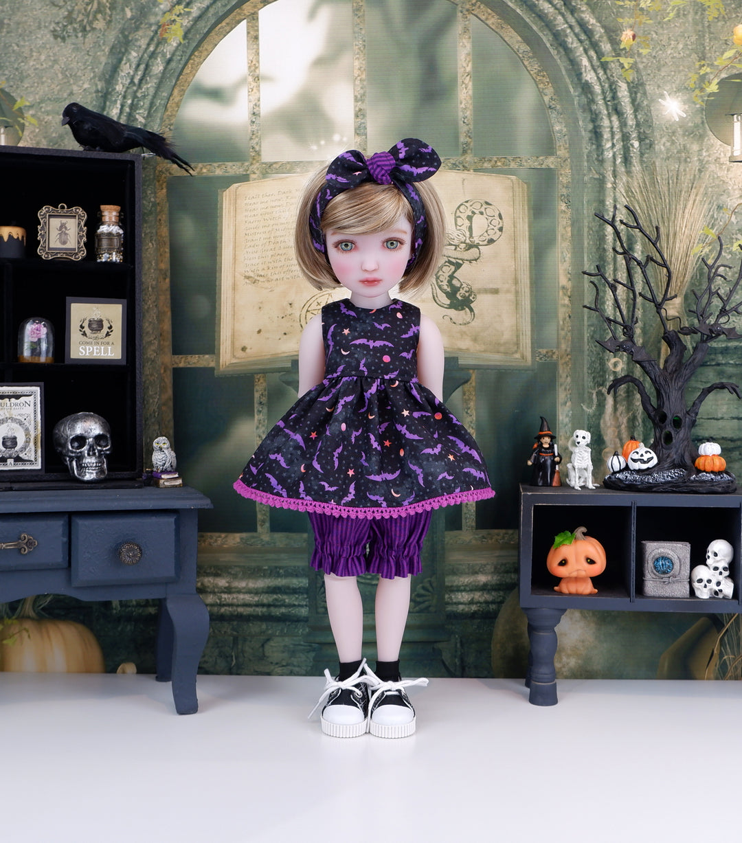 Bewitching Bats - top & bloomers with shoes for Ruby Red Fashion Friends doll