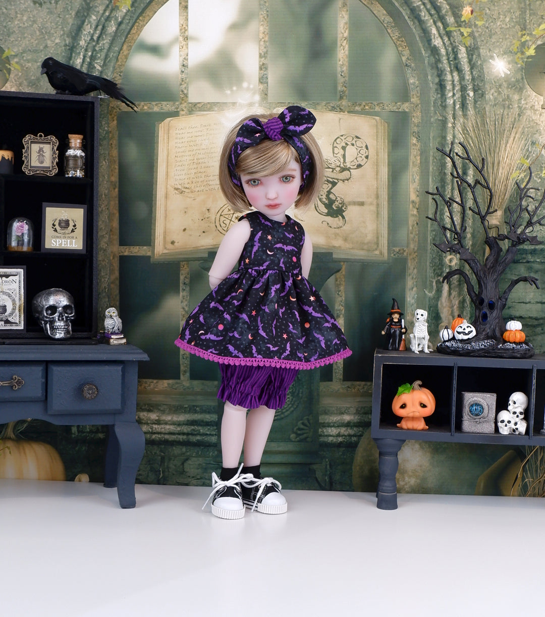 Bewitching Bats - top & bloomers with shoes for Ruby Red Fashion Friends doll