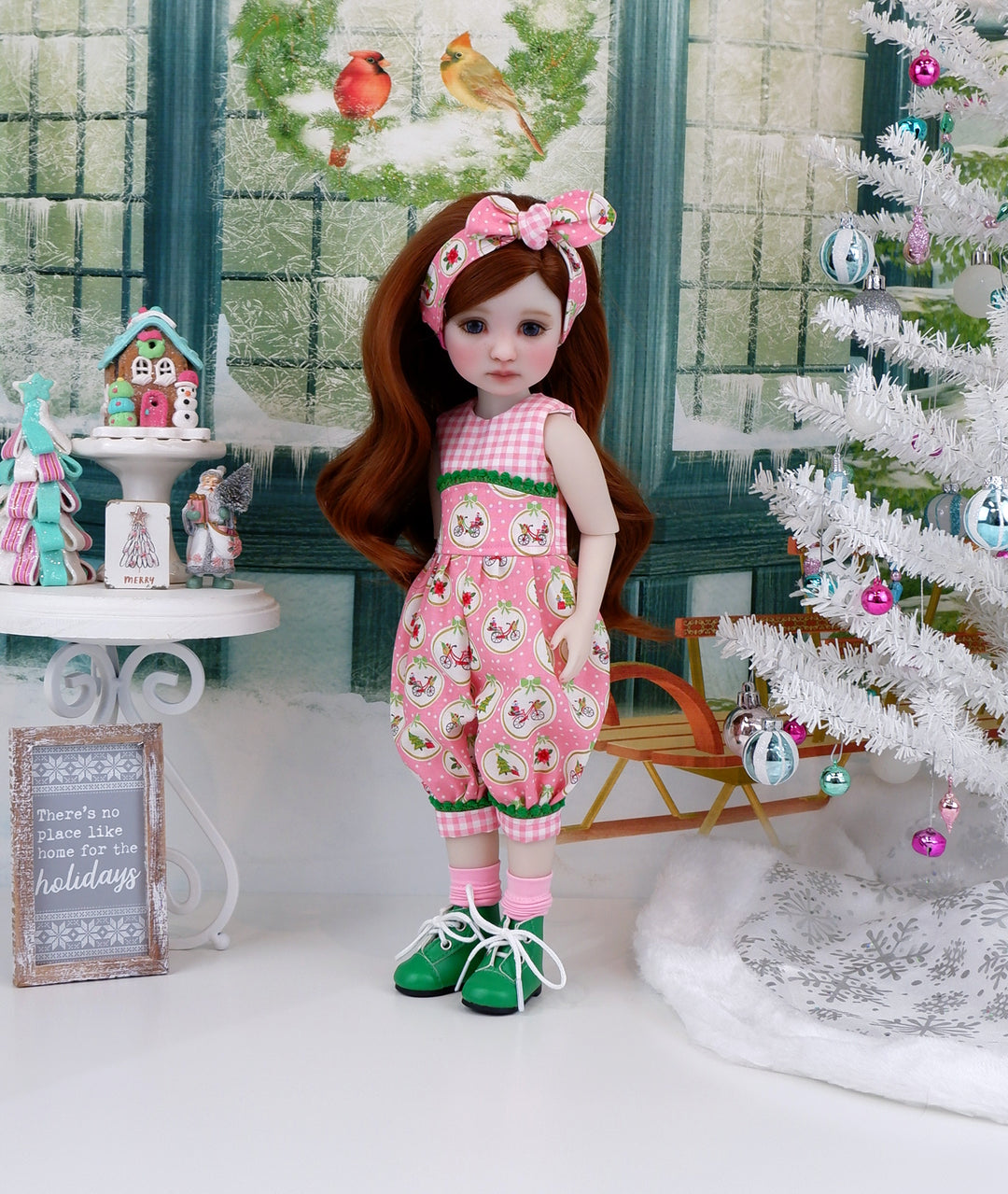 Bike for Christmas - romper with boots for Ruby Red Fashion Friends doll