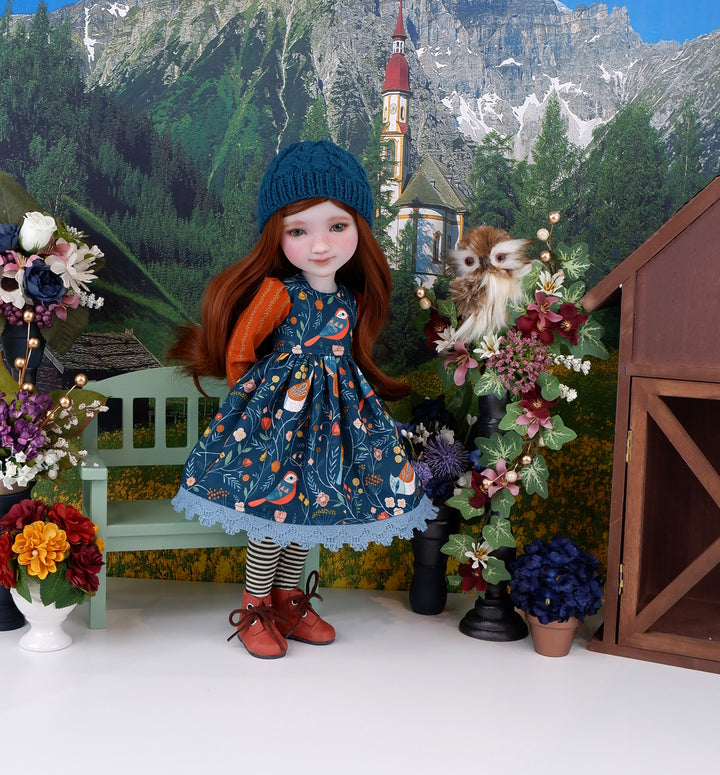 Bird Watching - dress ensemble with boots for Ruby Red Fashion Friends doll