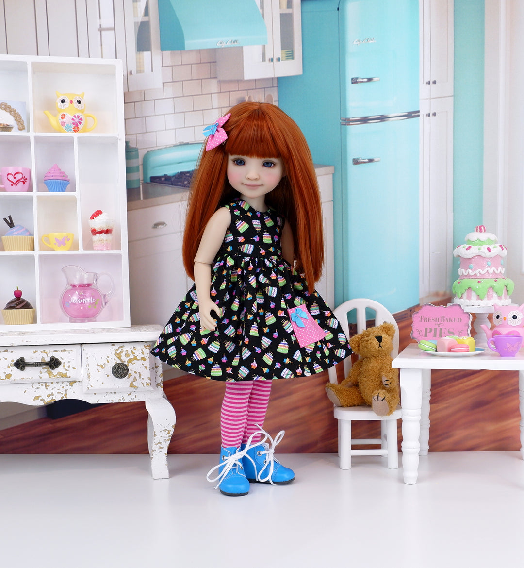 Birthday Cake - dress with boots for Ruby Red Fashion Friends doll Cottontail Doll Designs Birthday Cake - dress with boots for Ruby Red Fashion Friends doll Cottontail Doll Designs