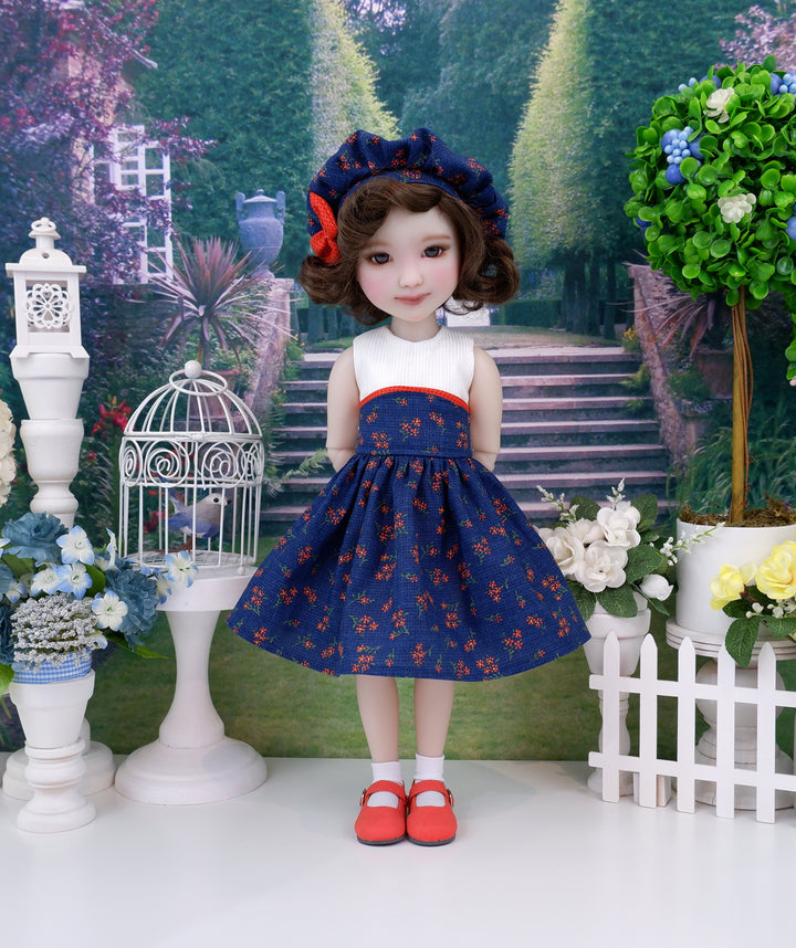 Bitty Orange Blooms - dress and shoes for Ruby Red Fashion Friends doll