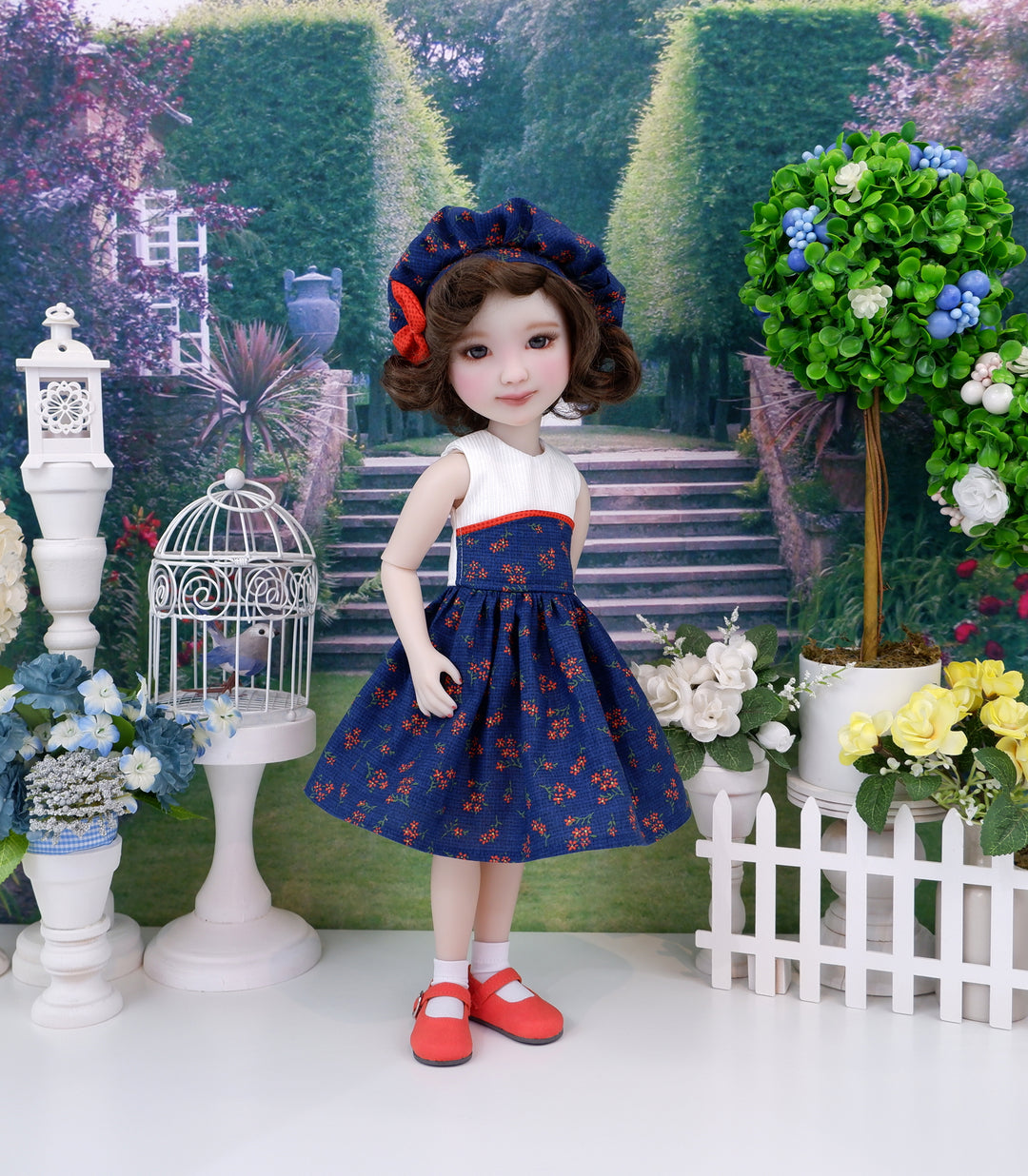 Bitty Orange Blooms - dress and shoes for Ruby Red Fashion Friends doll