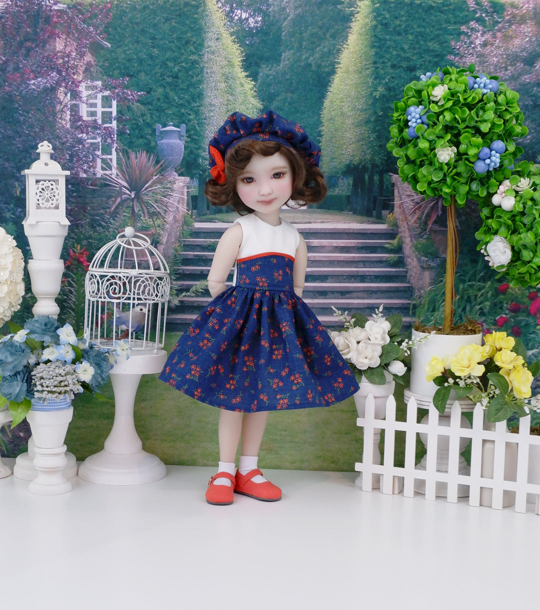 Bitty Orange Blooms - dress and shoes for Ruby Red Fashion Friends doll