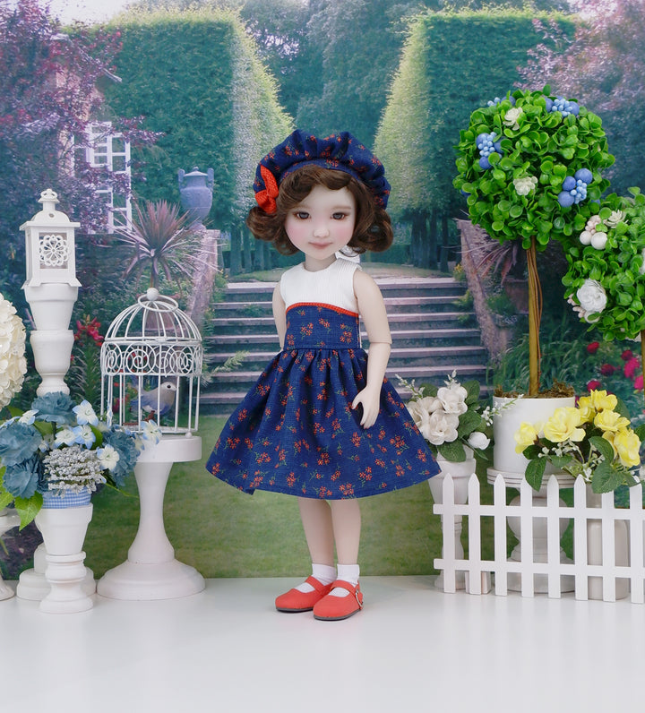 Bitty Orange Blooms - dress and shoes for Ruby Red Fashion Friends doll