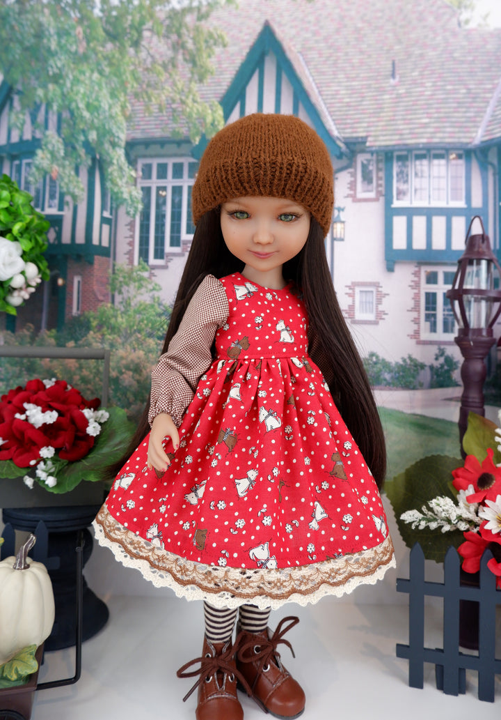 Bitty Terrier - dress ensemble with boots for Ruby Red Fashion Friends doll