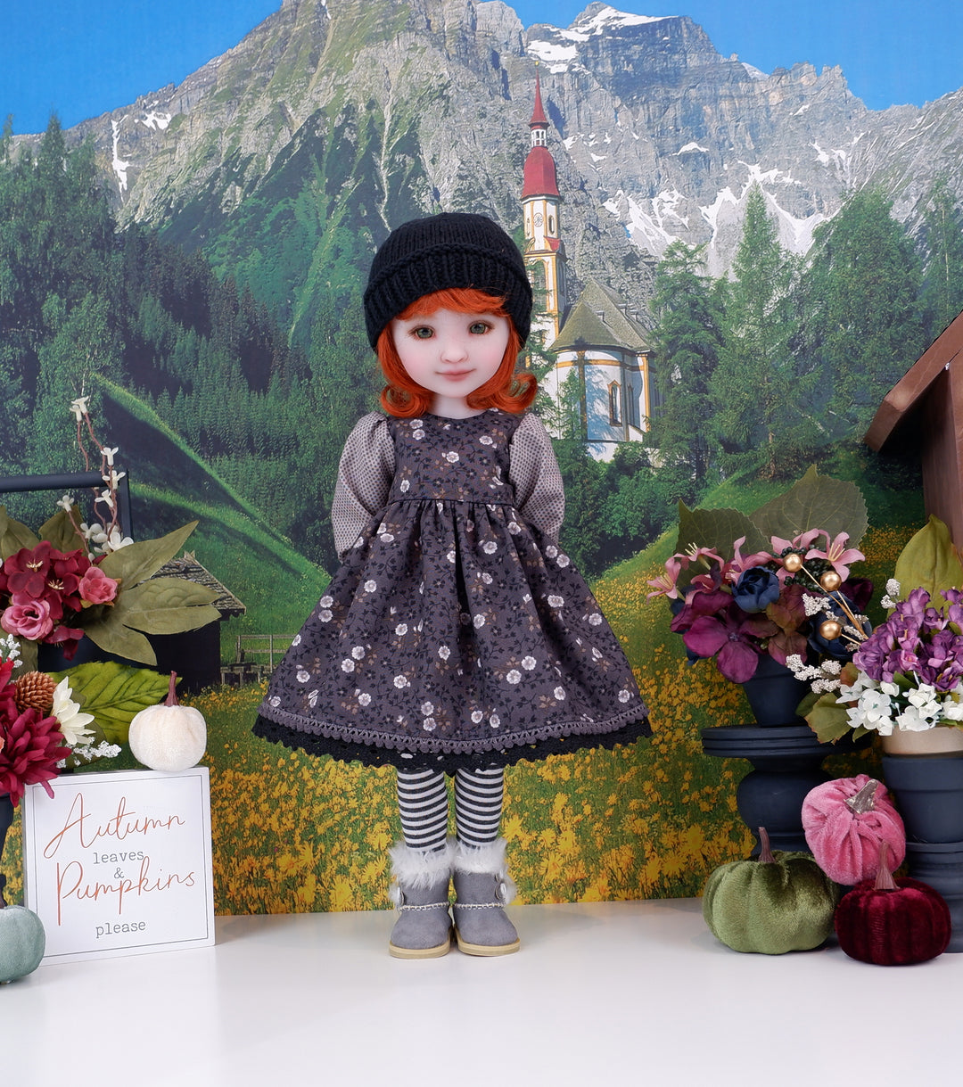 Blooming in Shadows - dress ensemble with boots for Ruby Red Fashion Friends doll