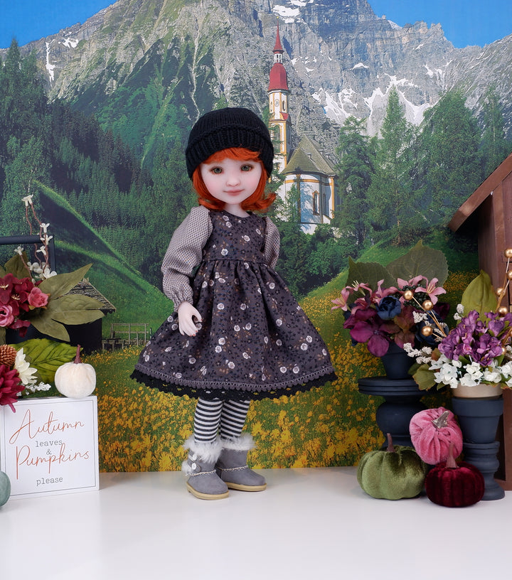 Blooming in Shadows - dress ensemble with boots for Ruby Red Fashion Friends doll