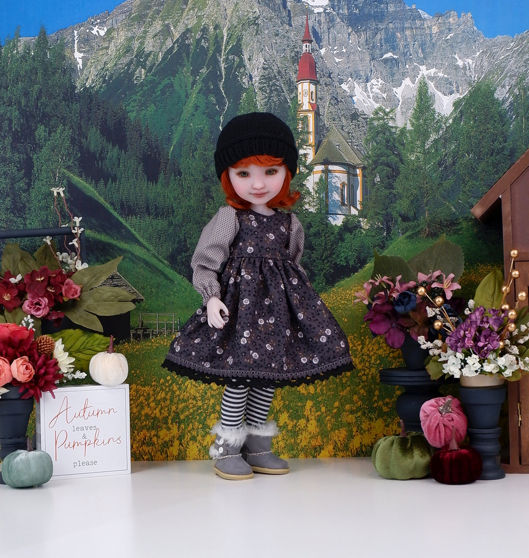 Blooming in Shadows - dress ensemble with boots for Ruby Red Fashion Friends doll