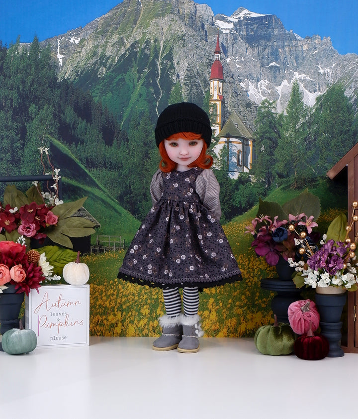 Blooming in Shadows - dress ensemble with boots for Ruby Red Fashion Friends doll