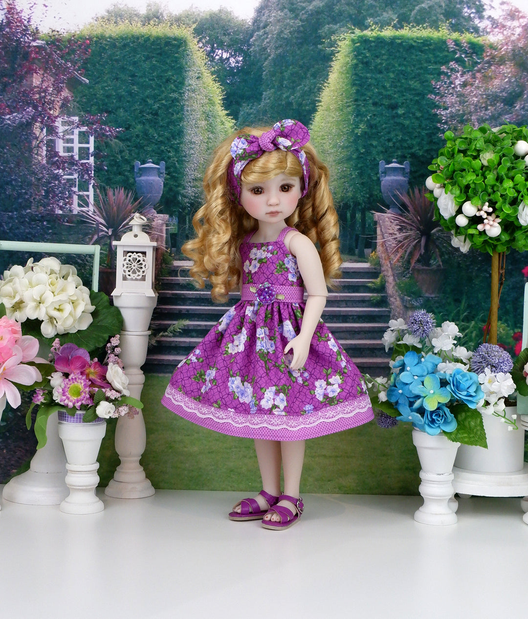 Blooming Periwinkle - dress with sandals for Ruby Red Fashion Friends doll