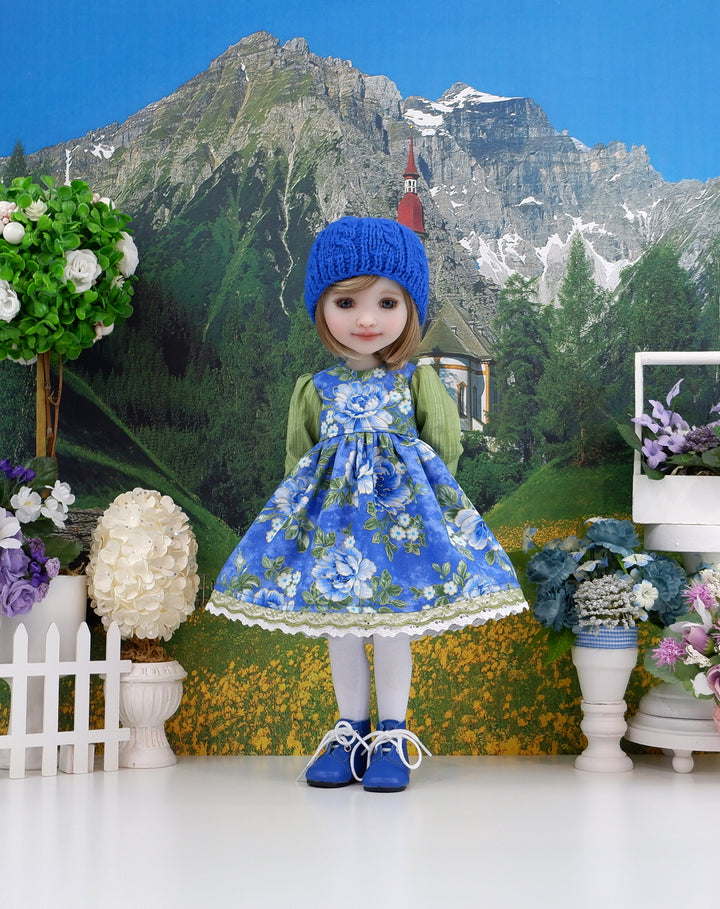 Blue Camellias - dress with boots for Ruby Red Fashion Friends doll