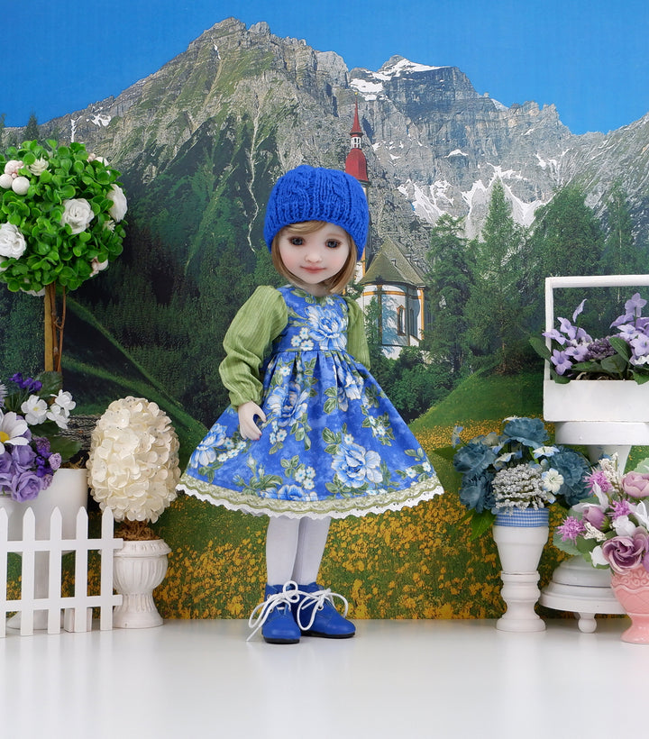 Blue Camellias - dress with boots for Ruby Red Fashion Friends doll