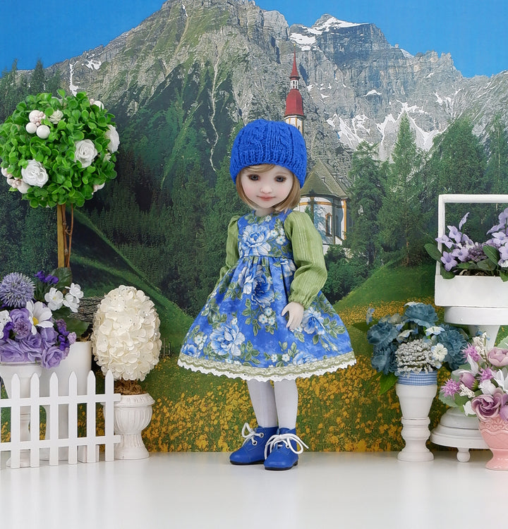 Blue Camellias - dress with boots for Ruby Red Fashion Friends doll